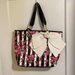 Large floral and striped bag